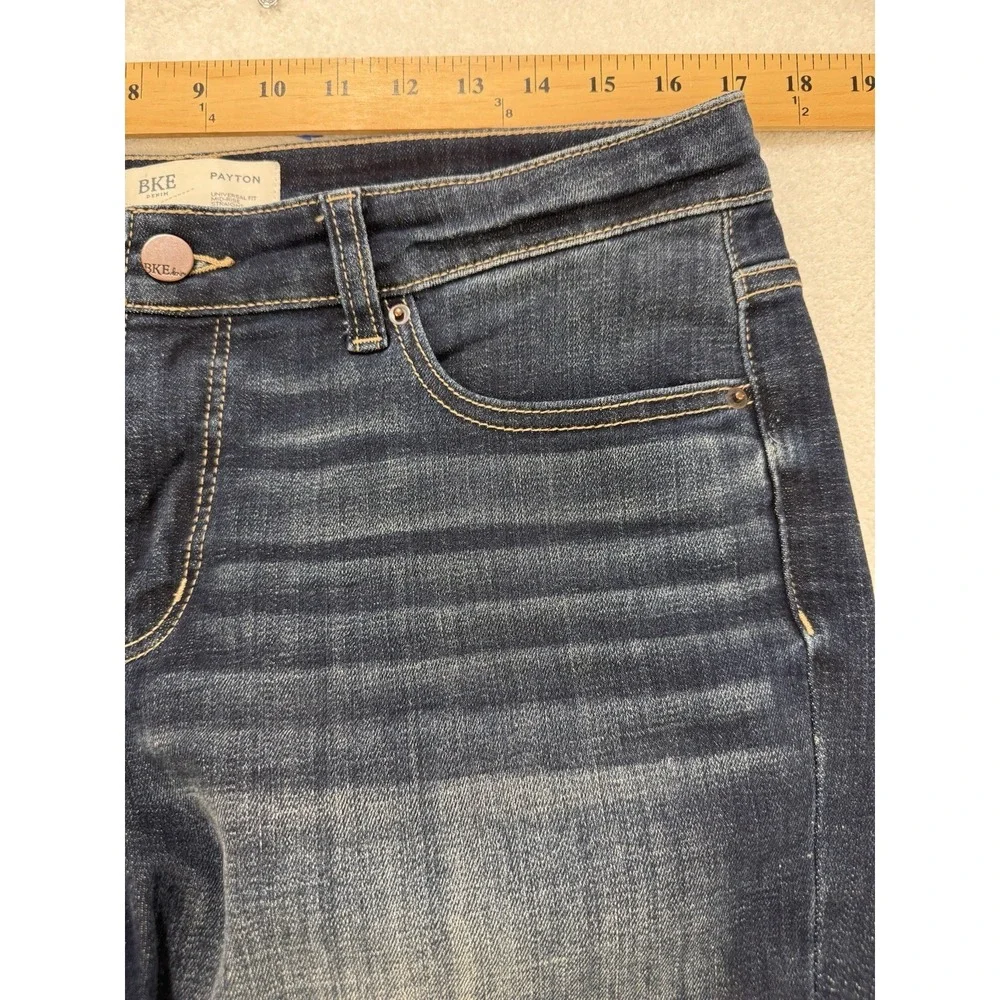 BKE Payton Jeans Women 36x32‎ Blue Universal Fit Mid Straight Whiskered Denim